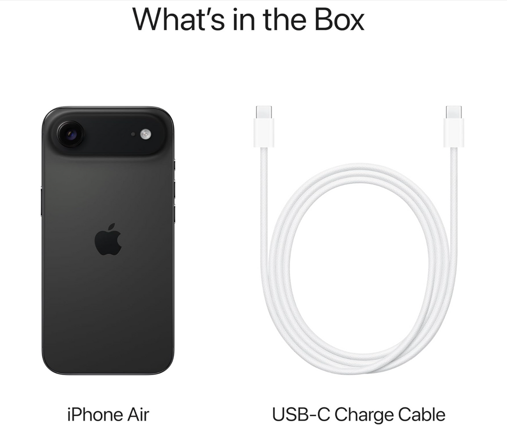 Apple iPhone Air 256GB: O iPhone mais fino de sempre, ecrã de 6,5 polegadas com ProMotion até 120Hz, poderoso chip A19 Pro, câmara frontal centralizada, bateria para todo o dia; Preto Espacial